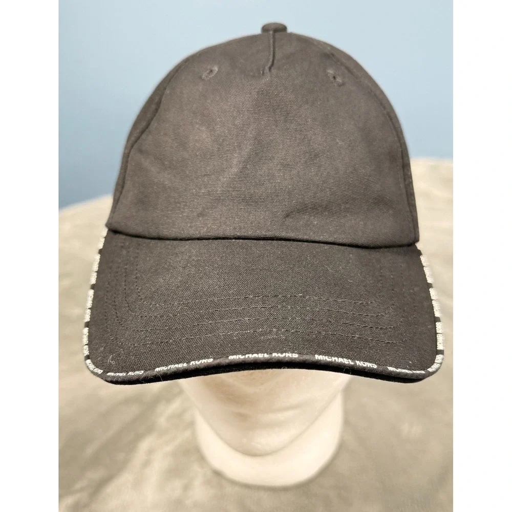 Michael Kors Baseball Cap Adjustable Black Logo Strap Trim Hat